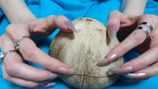 Scratching coconut long natural nails