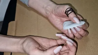 Nail polish cleaning, see long nails
