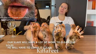 Goddess Kiffa and Goddess Grazi - Dirty feet EP 6 - Slave has to clean 2 pairs of dirty feet and got face slapped - FOOT SLAP - FOOT WORSHIP - FOOT DOMINATION - HUMILIATION - FOOT IGNORE - SPIT - MUD FEET - LOST BET