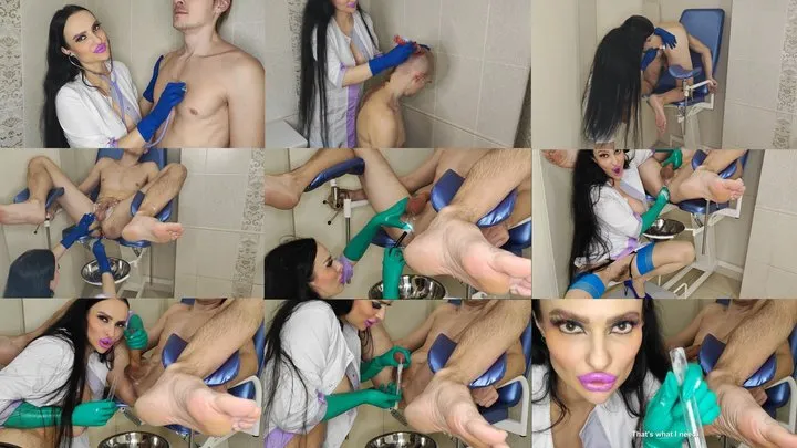 Medical examination in the army, haircut, shaving and fisting from a nurse, taking a sperm sample,