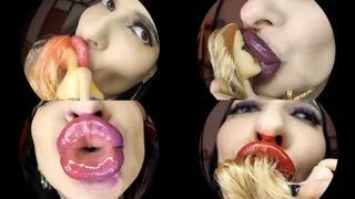 Super huge lips teasing and kissing
