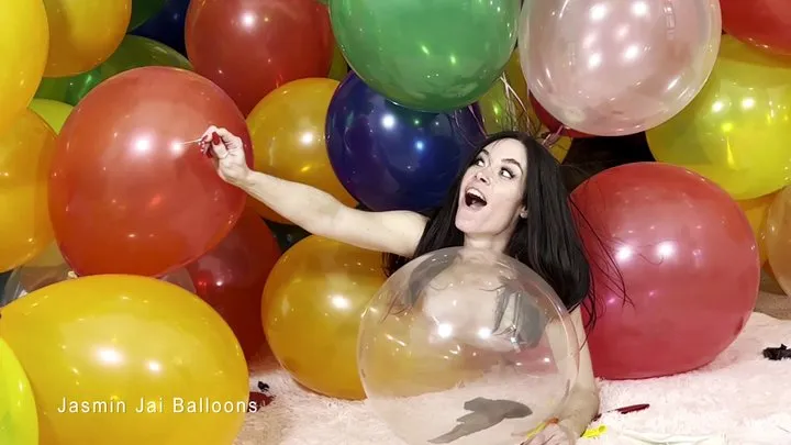 Nude in Helium Balloons Mass Popping