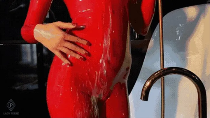 I will take a bath in latex catsuit and you can worship me POV