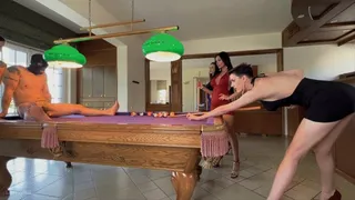 Mean and hard ballbusting with pool balls - [ MOV]