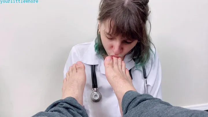 nurse Lily examinates your feet