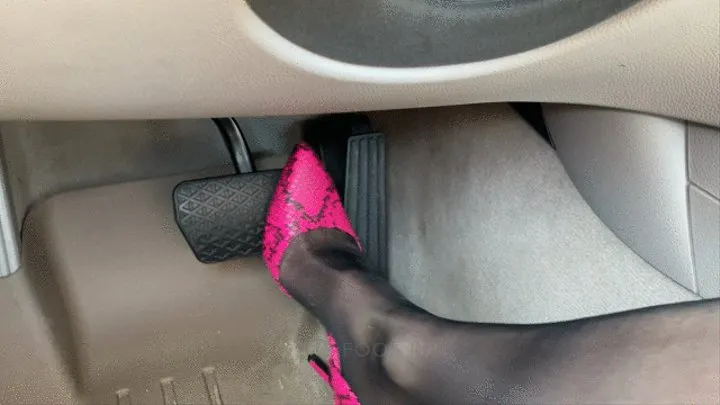 Mimi Drives the BMW in Black Nylons & Pumps