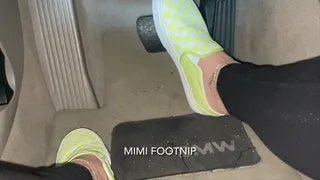 Mimi Drives the BMW in Slip-on Vans & Socks