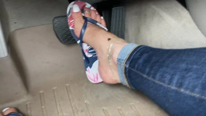 Driving the BMW in Havaianas & White Toes