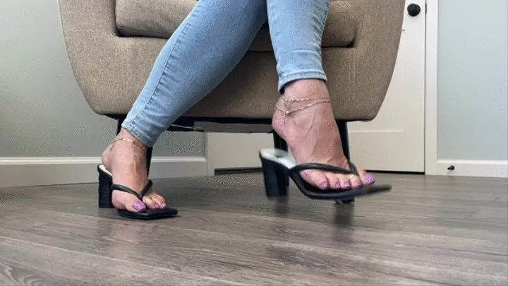 High Heel Thong Sandals Dangling, Toe Tapping & Shoe Play