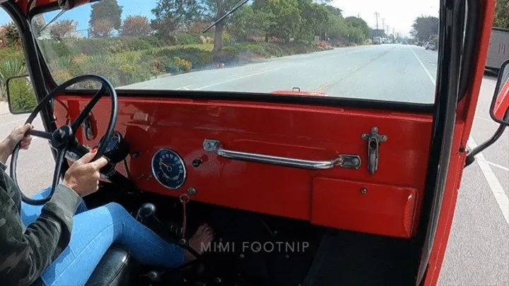 Passenger Seat View of Mimi Driving the Jeep