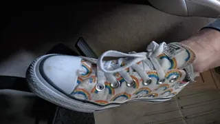 Converse Sneakers on the Pedals - Driving