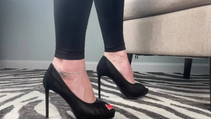 Peep Toe High Heels Dangling & Shoeplay