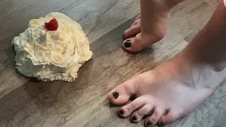 Whipped cream feet with a sexy surprise