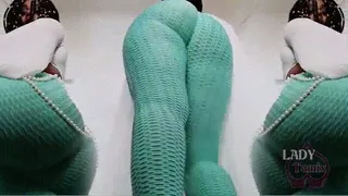 Latina Ass worship in tight blue Yoga Pants with slowmo titty bouncing