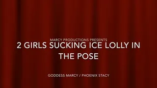 2 girls sucking pushpop in the pose