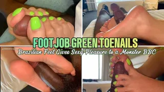 Footjob Exotic Brazilian Amazon Sole Seduction: BBC & Big Beautiful Feet green pedicure (21min) - Goddess Marcy