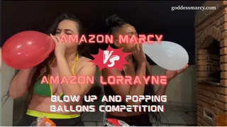 Blowing up and popping balloons B2P competition: Amazon Marcy vs Amazon Lorrayne