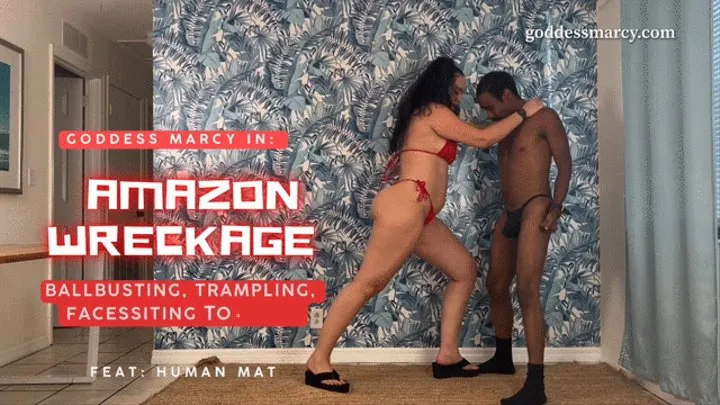 Amazon Wreckage: Ballbusting, Trampling, Facessiting - Feat: Goddess Marcy and Human Mat