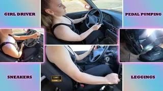 MILF in Leggings and Sneakers Drives Car Pedal Pumping - Girl Driver - Voyeurism - Foot Fetish - Soles - Gear Shifting - Manual Transmission - Mature Girl Driving - Foot Worship - Calves - Muscular Arms - Retro Car - Hand Fetish - Reebok Classic Lea