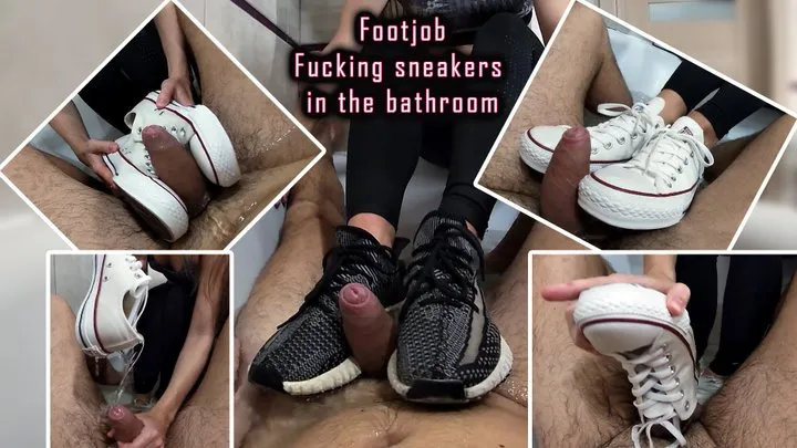 Footjob Fucking sneakers in the bathroom - Wet Sneakers - Sneakers in Water - Sneaker Handjob - Foot Domination - Foot Worship - Sneaker Worship - Sneakers Crushing Dick - Sneaker Bathing