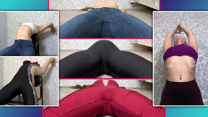 Sexy Bloating and Belly Stretching in Jeans and Leggings - Belly fetish - Deep breathing - Belly pressing - Body stretching - Jeans fetish - Belly worship - Flat belly - Round belly - Breathing game - Fast breathing - Gymnastic suits - Lululemon - Fitness