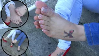 DANGLING - ME AND MY BEAUTIFUL FRIEND SHOWING OUR SEXY FEET