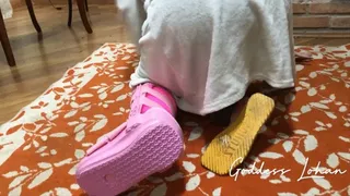 PINK ORTHOPEDIC BOOTS 01 - Getting ready at my friend's house