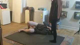 Wife Ballbusting her Husband at Home