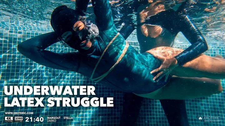 Underwater Latex Struggle : bondage diving fetish