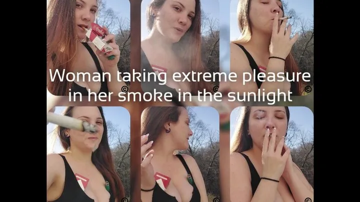 Woman taking extreme pleasure in her smoke