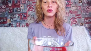 Eating and swallowing strawberries