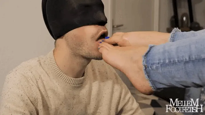 FOOT GAGGING 2 feet in mouth - Footjob Reward - Domination - Footfetish