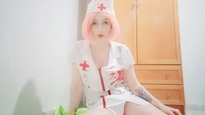 Special zombie nurse cosplay pee!