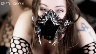 Cristal Kinky Slow Motion Respirator Handjob and getting Fucked while looking into the camera