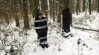 Gagged and taped to a tree