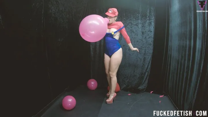 POV Mario Bros cosplay red balloons pop high heels