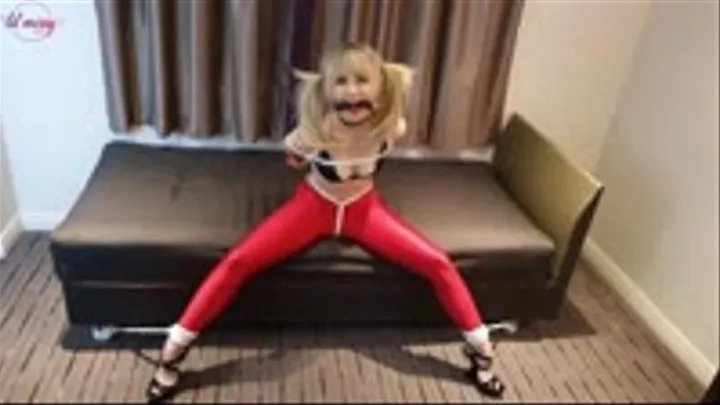 Lil Missy UK in Tied And Spread In Red Shiny Leggings