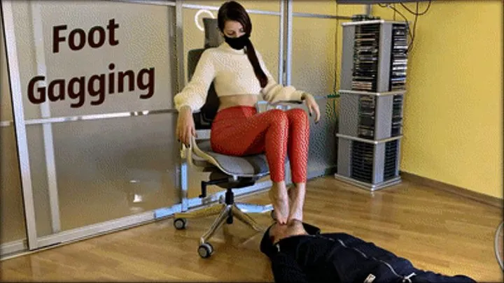 Rough Foot Gagging Humiliation By Cruel Mistress Sofi In Red Leggings