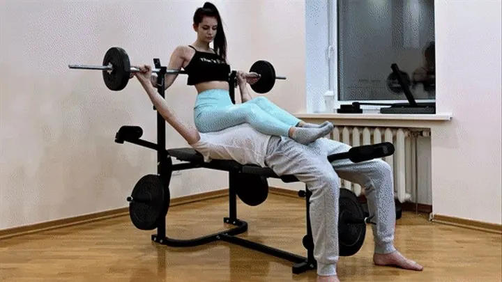 Red Head Mistress Sofi In Blue Leggings Face Sitting and Ass Worship Femdom In GYM