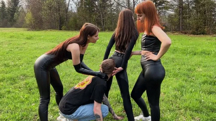 Group Ass Worship Femdom Outdoor With Dark Mistresses Kira, Dina, Sofi