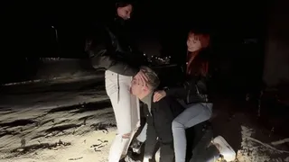 Bratty Girls Roughly Public Dominate An Enslaved Guy Outdoor Night