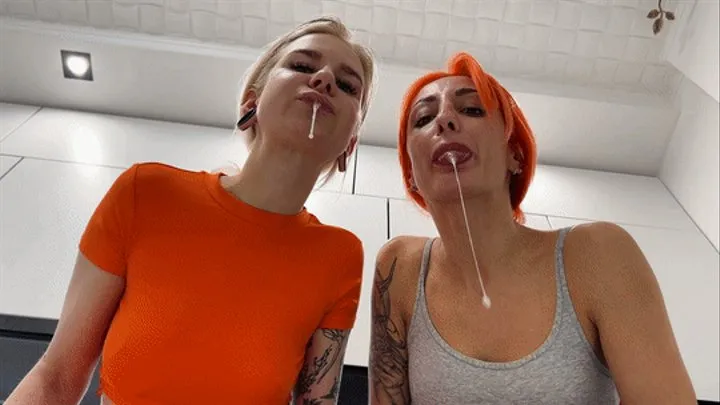 Trashy Girls POV Double Spitting Femdom