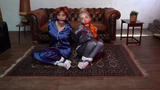 2186 Amber and Chloe in Satin Pyjamas Bondage Double