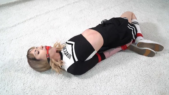 2214b Miabeth in Goth Cheerleader Double Bondage