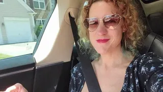 MILF enjoys risky car ride masturbation