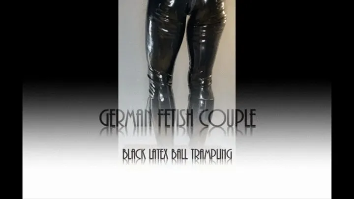 Ball Trampling in Black Latex Knee Boots