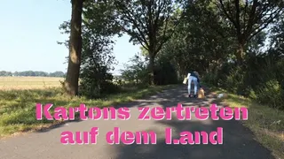 Crushing boxes in the country - Kartons zertreten auf dem Land