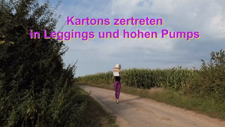 Crushing boxes in leggings and pumps - Kartons zertreten in Leggings und Pumps