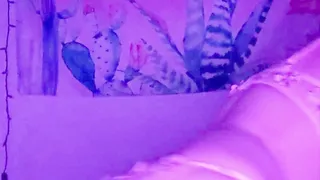 Masturbating with Vibrator and Kitten Tail Butt Plug