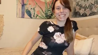 Orgasm in Floral Dress and Lingerie